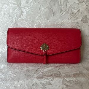 Kate Spade Marti Large Slim Flap Wallet Dark Watermelon UGC match with purse